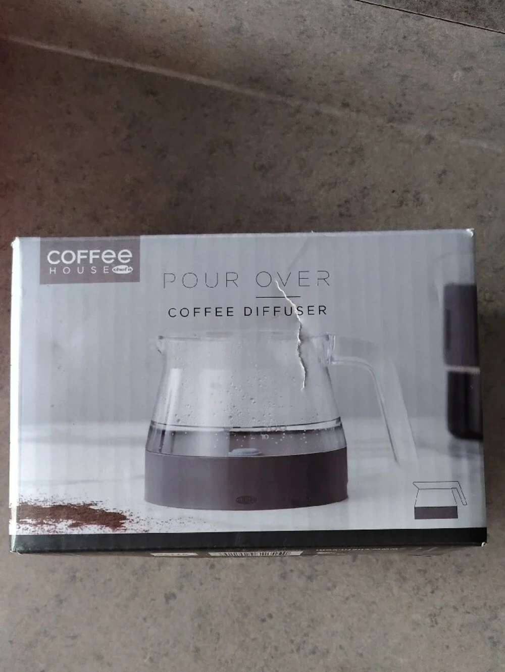 Pour Over Coffee Diffuser - Clear Glass with Gray Base